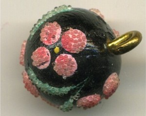 507B Coralene on Painted WOOD ball from Czech back
