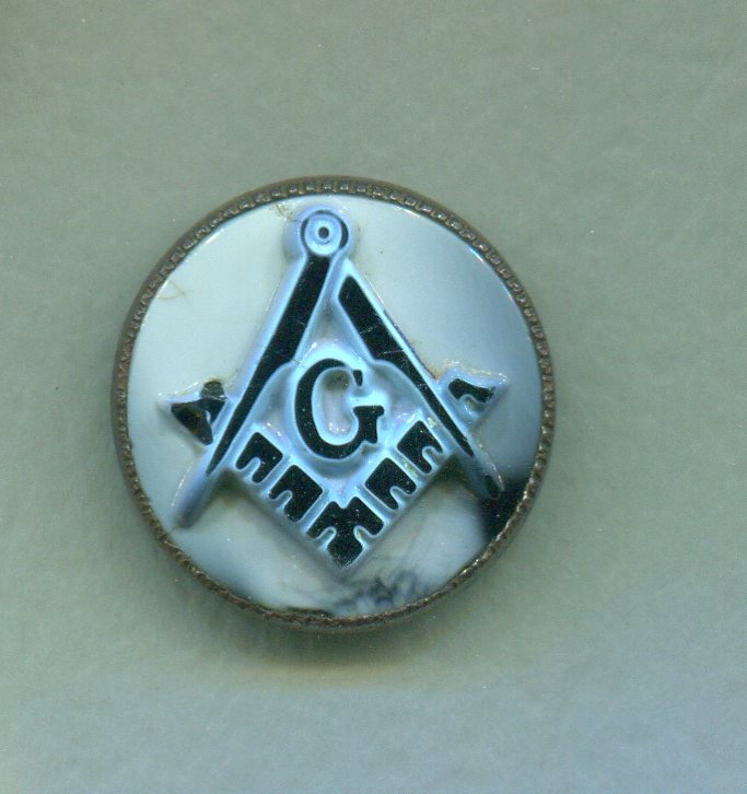 Cased black glass Masonic button