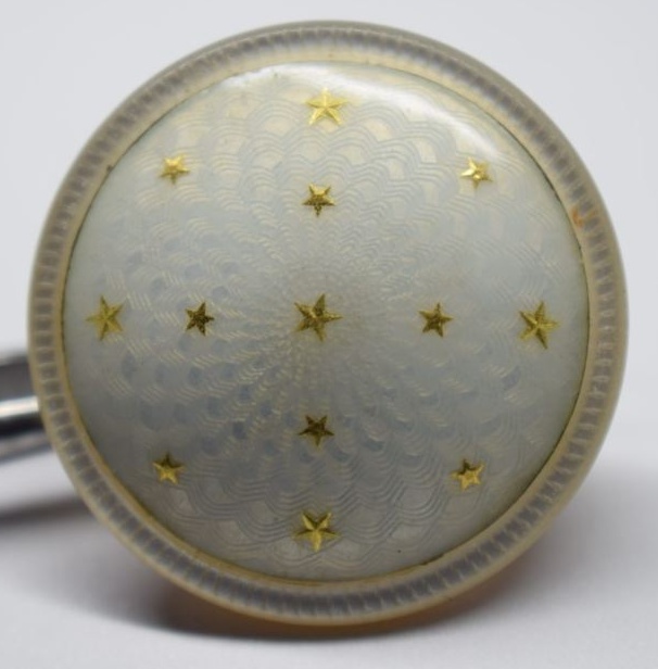 Shell With a Convex Guilloche Enamel OME Disk on Top.